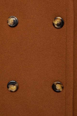 Manteau court laine double boutonnage - Marron