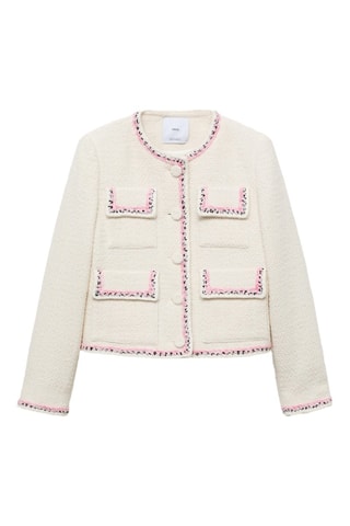 Veste tweed liserés contrastants - Ecru