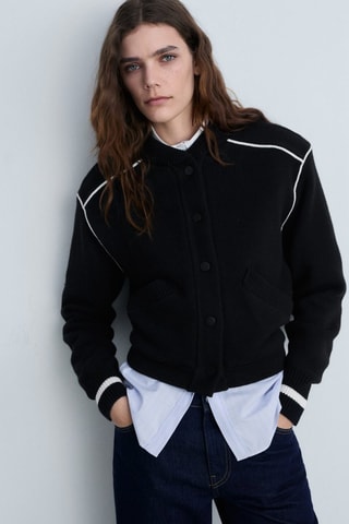 Veste bomber maille - Noir