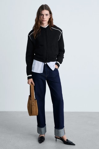 Veste bomber maille - Noir