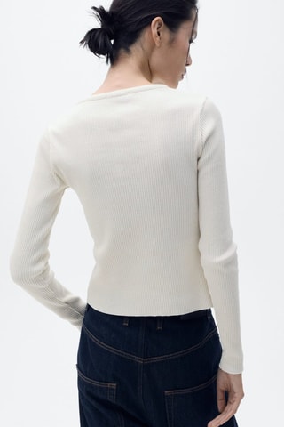 Cardigan coton fermeture contrastante - Ecru