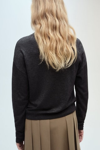 Cardigan maille col V - Gris foncé chiné