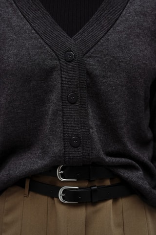 Cardigan maille col V - Gris foncé chiné