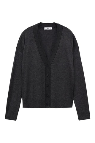 Cardigan maille col V - Gris foncé chiné