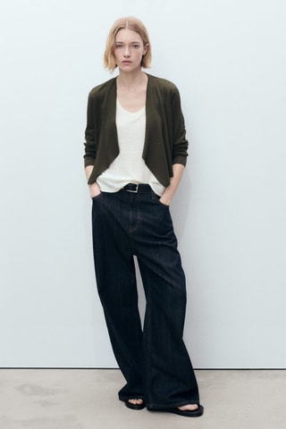 Cardigan crop maille - Vert foncé