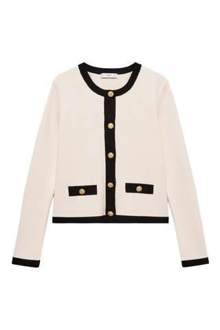 Cardigan bords contrastants - Ecru