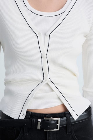 Cardigan maille col V - Ecru