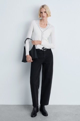 Cardigan maille col V - Ecru