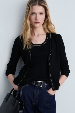 Cardigan maille col V - Noir