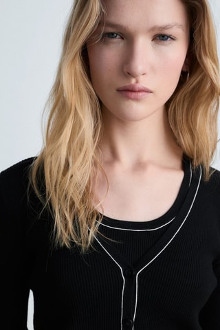 Cardigan maille col V - Noir