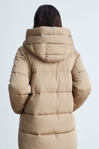 Anorak midi matelassé capuche - Beige