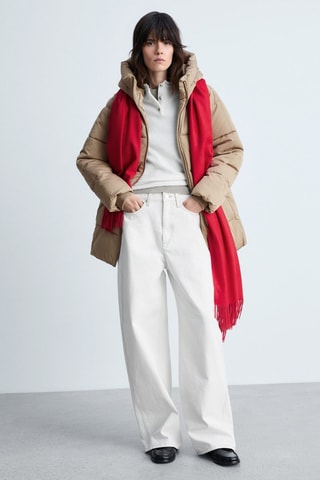 Anorak midi matelassé capuche - Beige