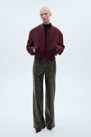 Bomber laine poches - Bordeaux