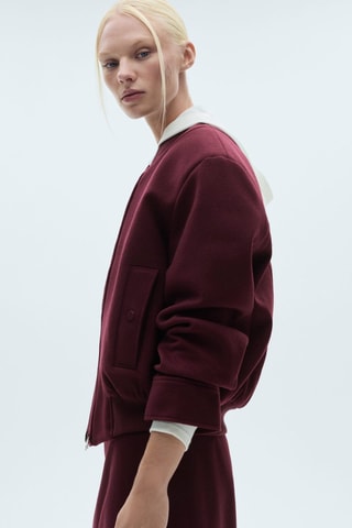 Bomber laine poches - Bordeaux