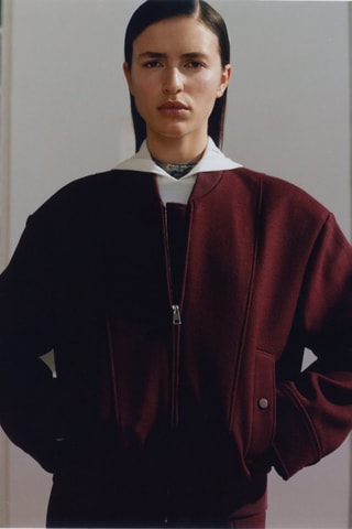 Bomber laine poches - Bordeaux