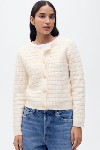 Veste maille détails ajourés - Ecru