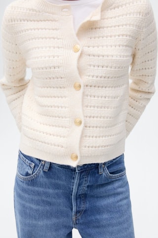 Veste maille détails ajourés - Ecru