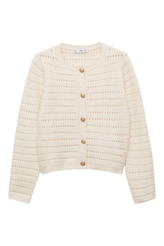 Veste maille détails ajourés - Ecru