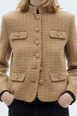 Veste tweed col officier - Marron