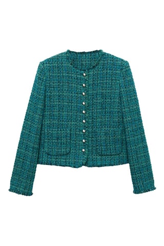 Veste en tweed à poches - Bleu pétrole