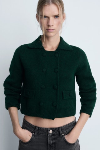 Veste maille double boutonnage - Vert