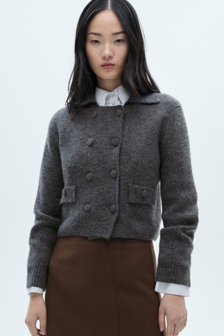 Veste maille double boutonnage - Gris