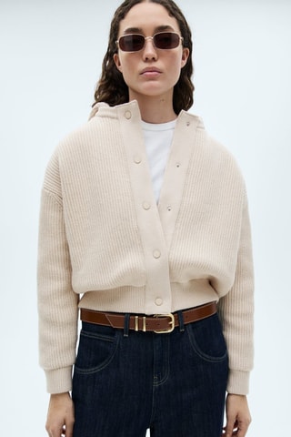 Veste maille capuche - Sable