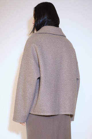 Veste tissu bouclette poches - Marron