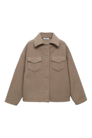 Veste tissu bouclette poches - Marron