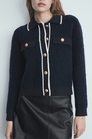 Veste maille boutons - Bleu marine