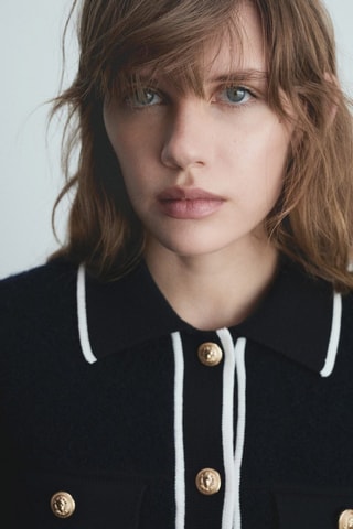 Veste maille boutons - Bleu marine