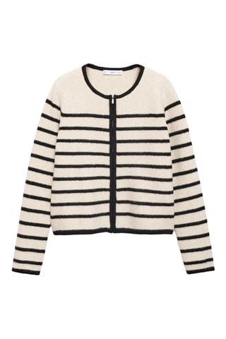 Veste maille rayures - Ecru