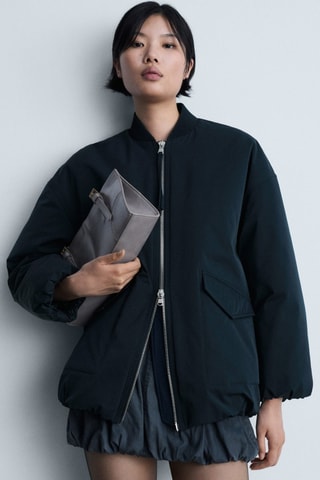 Veste bomber double fermeture éclair - Bleu marine