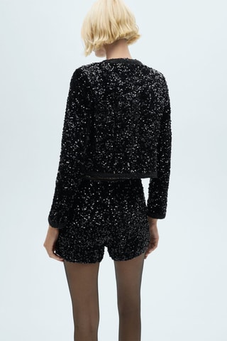 Veste paillettes poches - Noir