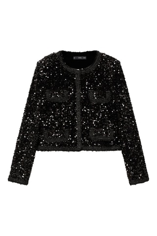 Veste paillettes poches - Noir