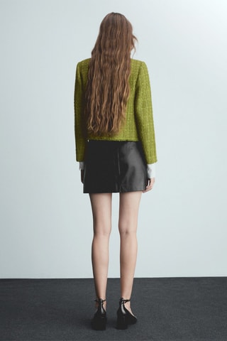 Veste tweed boutons bijoux - Olive