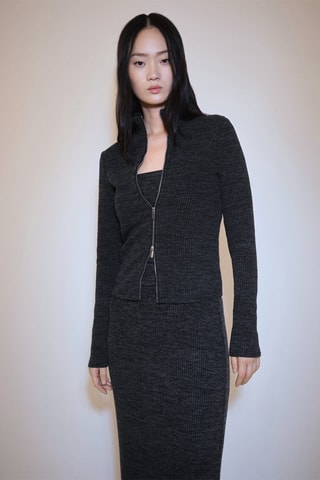 Veste maille fermeture Éclair - Gris