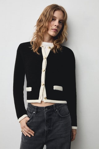 Veste maille boutons - Noir