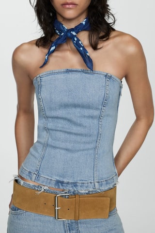 Top en jean bustier - Bleu