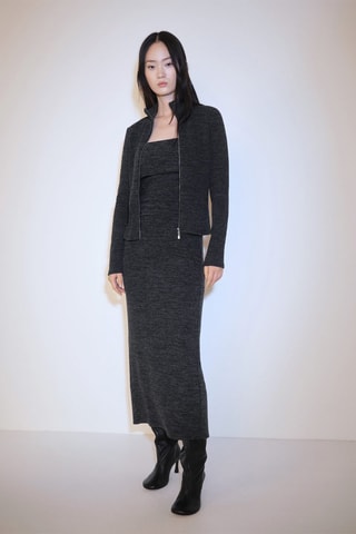 Top encolure retournée - Gris