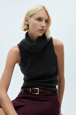 Top maille col montant - Anthracite