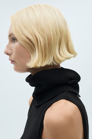 Top maille col roulé - Noir