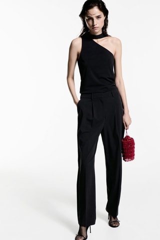 Top asymétrique col ras-de-cou - Noir