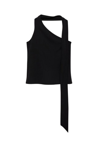 Top asymétrique col ras-de-cou - Noir