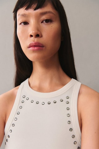 Crop top cristaux - Blanc