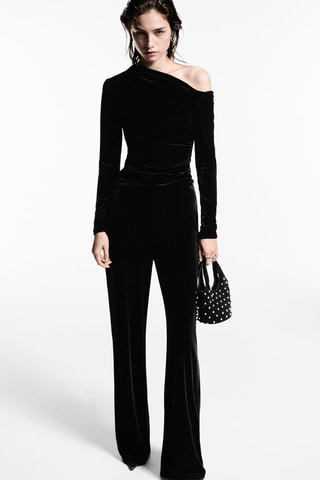 Top velours asymétrique - Noir