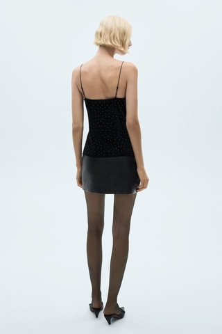 Top velours strass - Noir