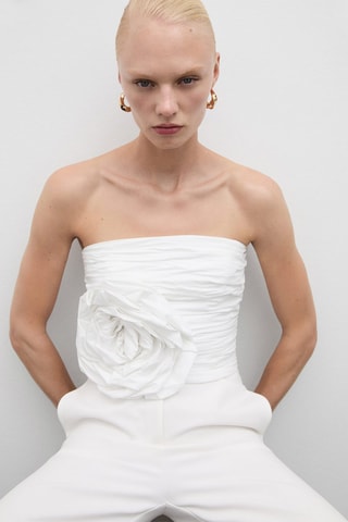 Top froncé maxifleur - Blanc cassé