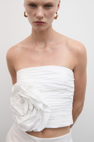 Top froncé maxifleur - Blanc cassé