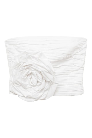 Top froncé maxifleur - Blanc cassé